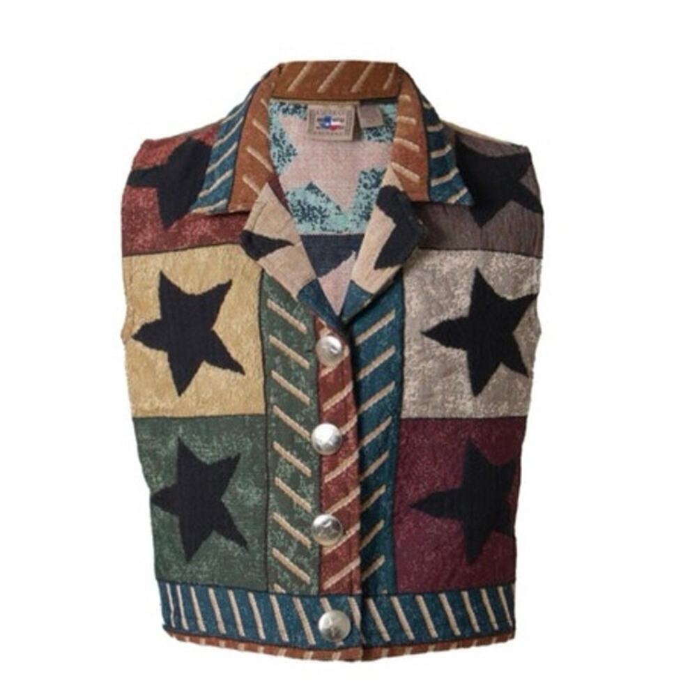 Don't mess with Texas Tapestry Vest Made In USA Vintage 1990s Sz m